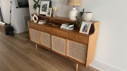 Beautiful Mid-Century Modern Cane-Front Cabinet / Sideboard