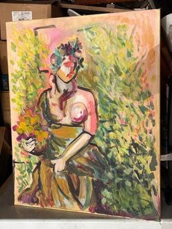 Original Acrylic Painting on Canvas – Seated Figure