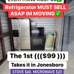REFRIGERATOR, STOVE, MICROWAVE MATTRESS, SET  MUSCO