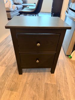 Black Wood 2-Drawer Nightstand