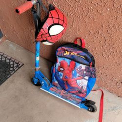 Spiderman Scooter, Helmet, Backpack Set