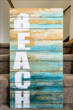 Large Coastal "BEACH" Wall Decor Sign – Nautical Beach House Decor