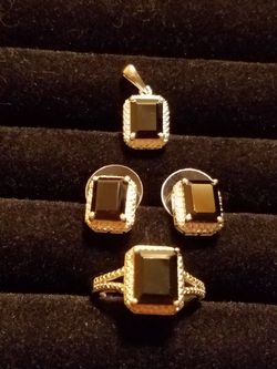 Real Black Spinel Sterling silver set