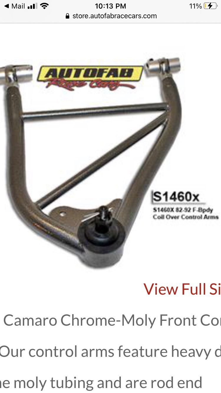 New 82-92 Camaro/firebird Autofab Tubular Control Arms (P/C Black)