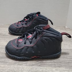 Nike Little Posite One Shoes Black Red Size 7C