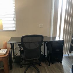 Origami Black Metal Foldable Desk, Chair, Filing Cabinet