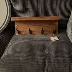 Wooden Wall Hooks & Shelf