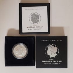 2021 S Morgan Silver Dollar San Francisco with Box and COA