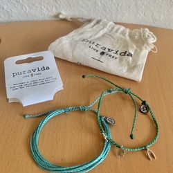 PURA VIDA Monthly Bracelets Duo: St. Patricks & Solid Aqua Blue