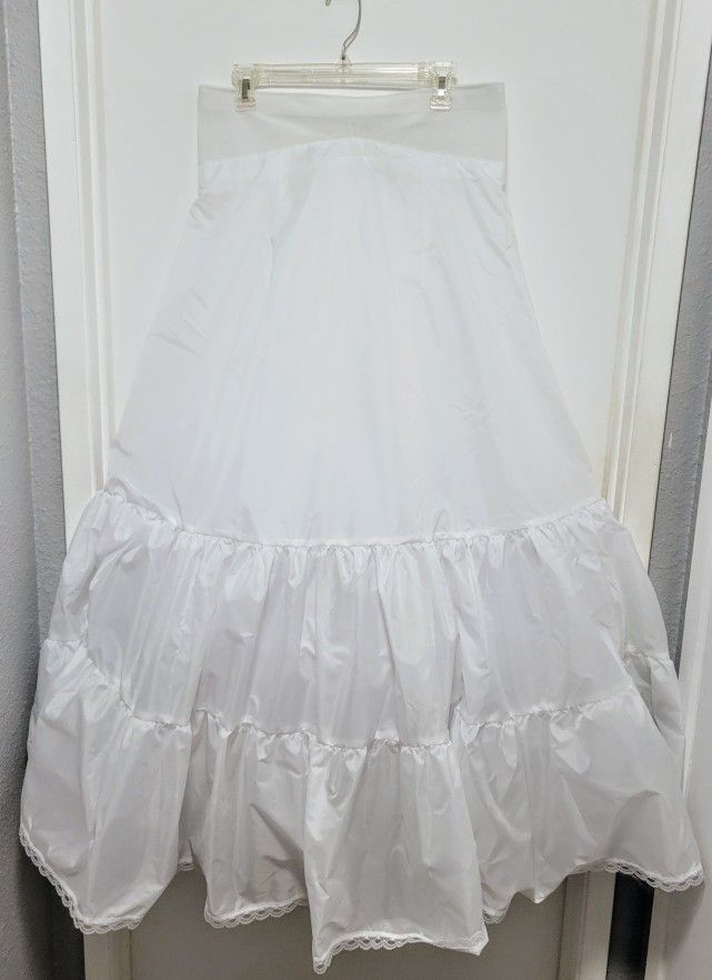 Davids Bridal Slip 2-Tier Style 9603W "W" FIT Plus Size 16W White Nylon A-Line
