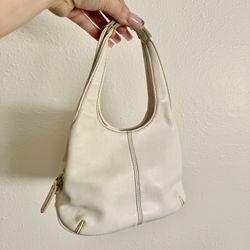 NINE WEST Vintage 90s Ivory White Faux Leather Minimalist Mini Handbag Purse