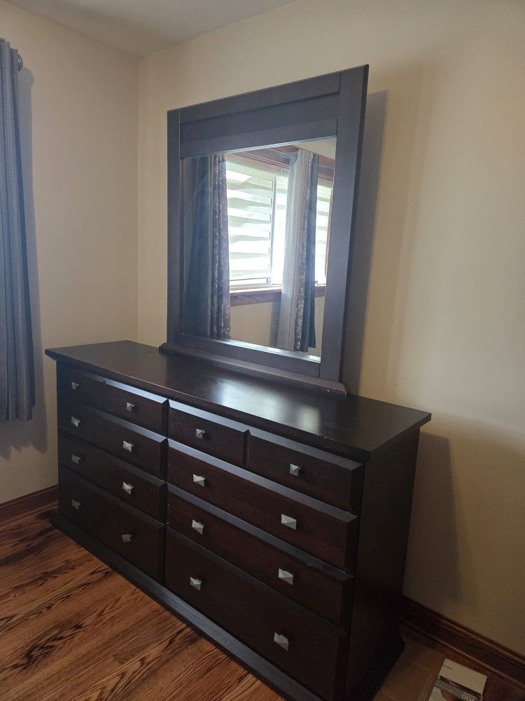 Dark Wood Dresser + nightstand