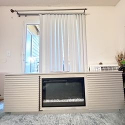 tv stand with heated multicolor fireplace 