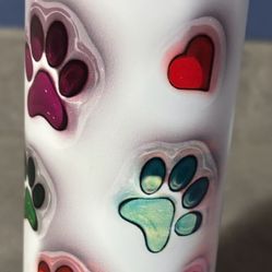 Brand New In Box 20 Ounce Stainless Steel Paw Print Tumblers For Animal Lovers