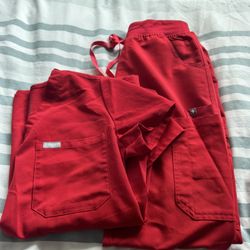 Figs Red Scrub Set