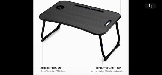Large Foldable Laptop Bed Desk - Black Wood Finish