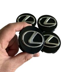 Black Lexus Center Caps with Chrome Logo Emblem for ES GS IS LC LS NX UX RX RZ