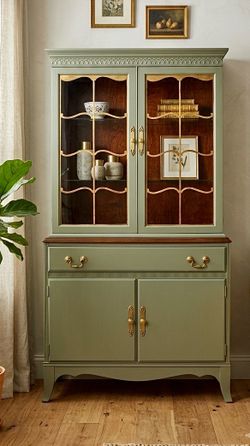 Beautiful refinished, petite antique solid wood hutch