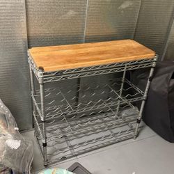 Wine Rack Counter Wooden Top Good Condition 