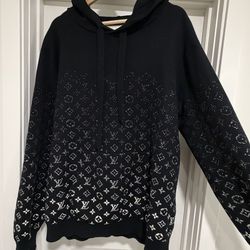 Louis Vuitton RM2220 USO HNIN45W Monogram Graphic Knit Hoodie Black white XXL, used but in excellent condition, 100% authentic LV
