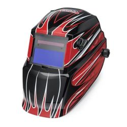 Lincoln Electric Auto-Darkening Welding Helmet with Variable Shade Lens No. 7-13 (1.73 x 3.82 in. Viewing Area), Red Fierce Design Brand New 