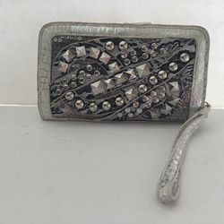 Wallet With Studs. Silver. Multi Compartments 