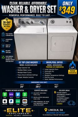 Washer with propane dryer set