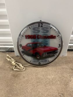 GM 1966 Chevelle SS Analog Round Wall Clock Plug-In Electric Arabic Numerals