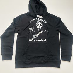 Scream Ghost Face Hoodie Men's M Black Horror Movie Graphic Pullover Fleece