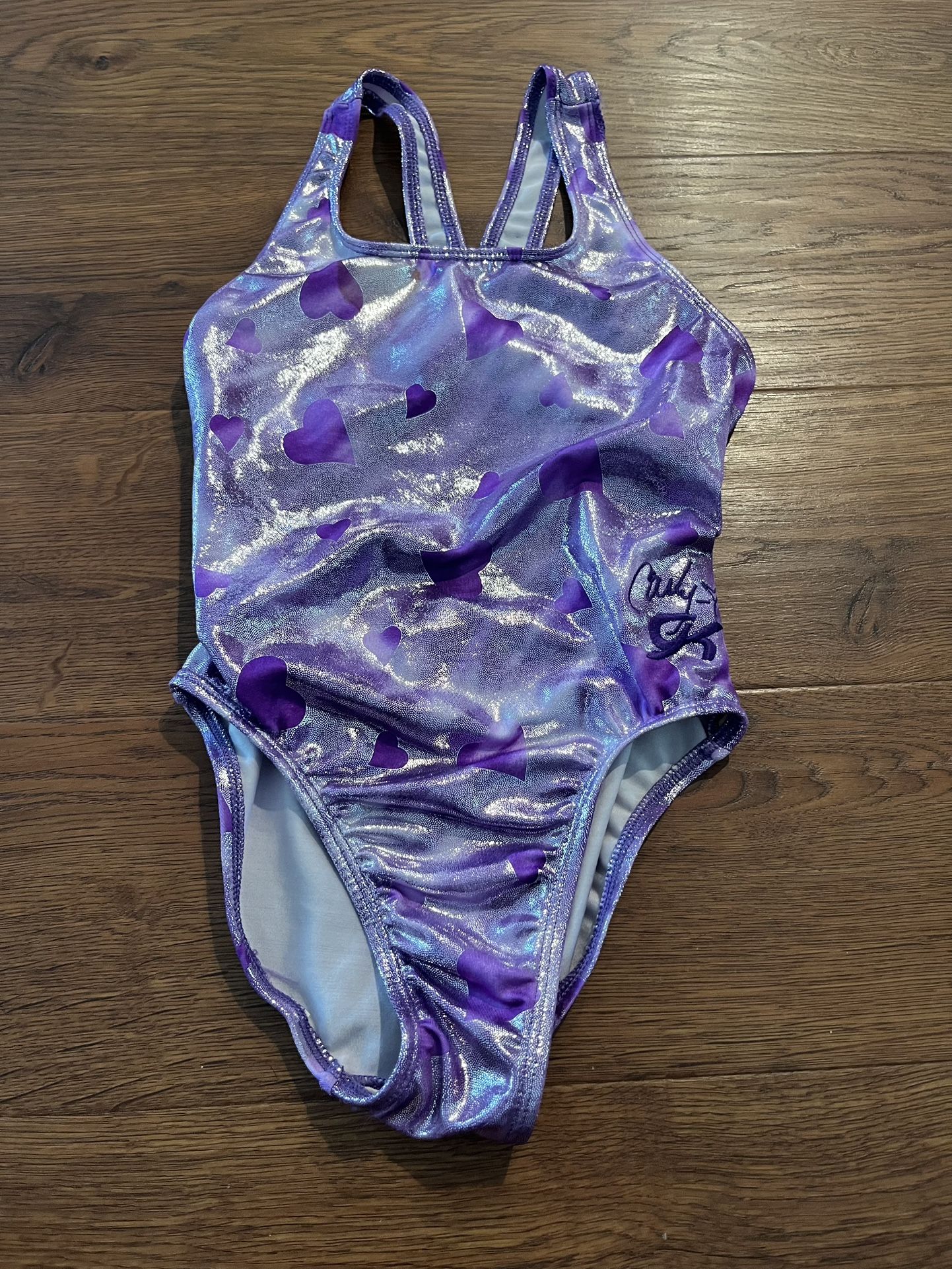 GK Elite Carly Patterson gymnastics leotard purple iridescent size large 