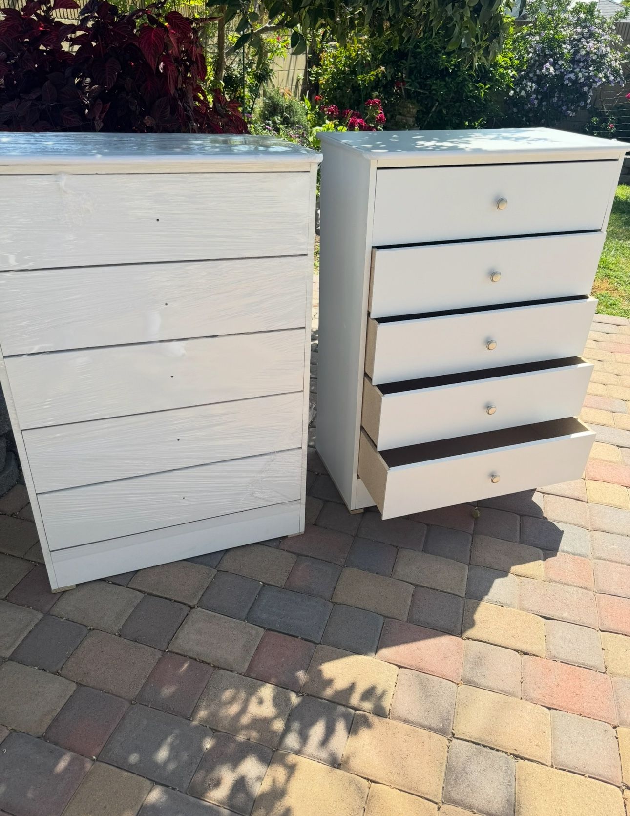 White Chest Five Dresser New