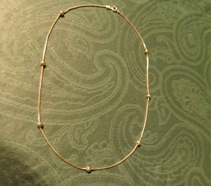 Italian Sterling Silver Beaded Choker Necklace -