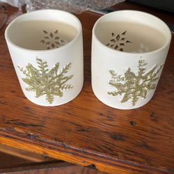 2 snowflake candle holders
