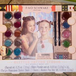 FAO Schwarz Glitter Tattoo Studio Kit DIY sparkly Body Art