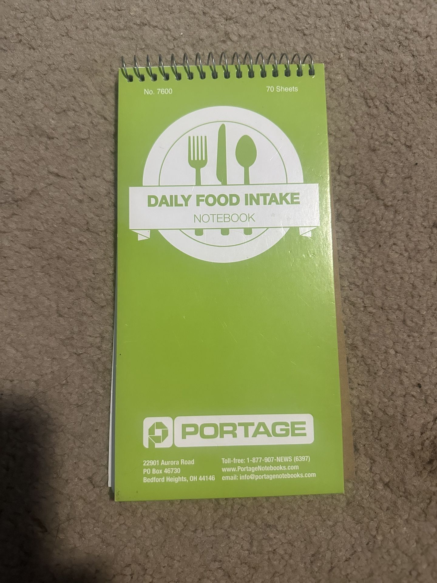 Daily Food Intake Notebook