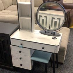 New vanity W/LED Mirror & Stool