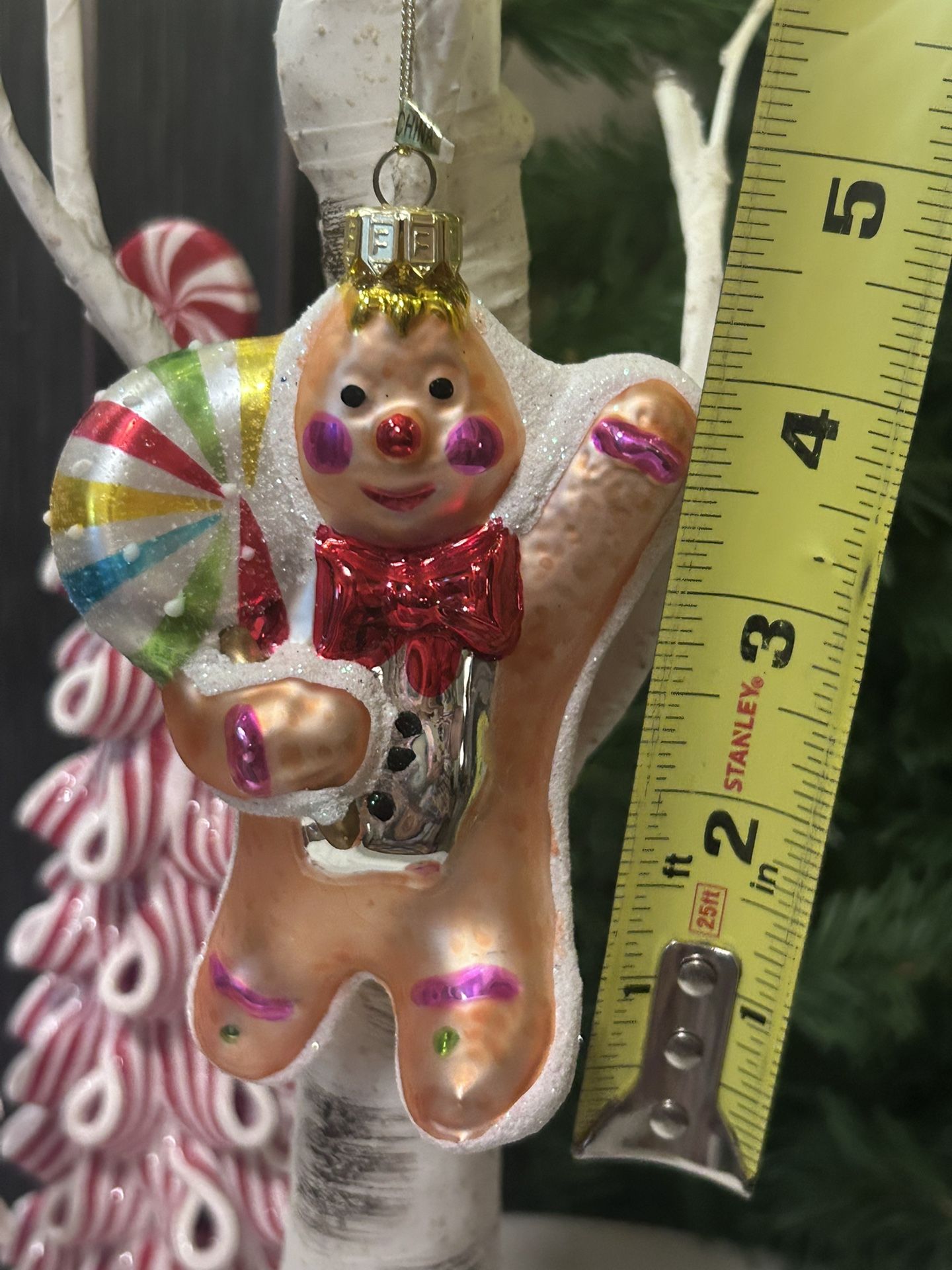 VTG Fitz&Floyd Candylane Gingerbread Man Glass Christmas Ornament 2001 4.5"