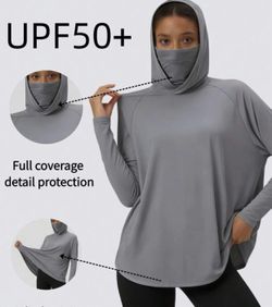 Size M 2 Pieces Grey and Dark Blue Women's Multi-Color Fashionable UPF50+ Sun Protection Clothing