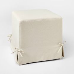 Cream Slipcover Ottoman