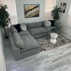 Dream Gray 183" 5 Piece Modular Sectional with 3 Armless Chairs, 2 Corners
