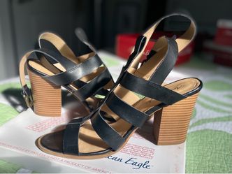 Strappy Stacked Heels. Size 12.  $30
