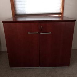 Wooden Cabinet With Locking Front Doors And Keys
