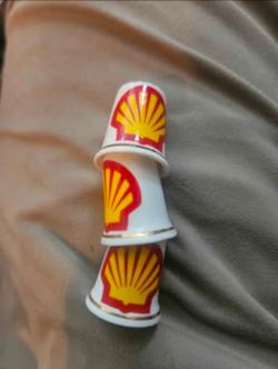 Vintage Shell Oil Porcelain Thimbles - Set of 3