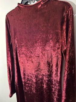 Beautiful burgundy, long sleeve crushed velvet dress