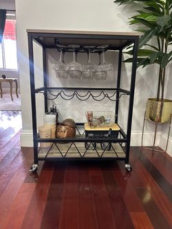 Industrial Bar Cart / Wine Rack on Wheels
