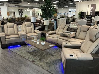 Beige Power Reclining Sofa Set
