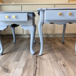 Two End Tables “Sisters”. Restored With Dixie Belle And Sealed With Heritage Traditions 