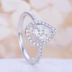 "Hollow Pear Gemstone Zircon Elegant Water Drop Rings for Women, EVGG1290
 
 Thumbnail