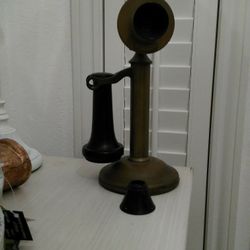 Antique Vintage.  Brass candlestick telephone western electric.  