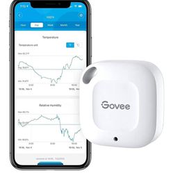 Govee Bluetooth Hygrometer Thermometer, Wireless Thermometer, Mini Humidity Sensor with Notification Alert, Data Storage and Export, 262 Feet Connecti